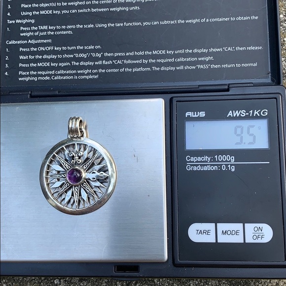 Celtic Fleur de Lis Compass Rose Amethyst Pendant - Picture 12 of 12